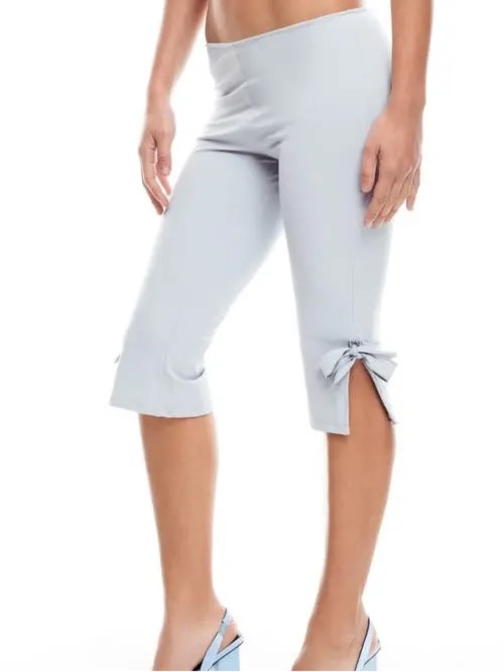 Lioness Coco Capri Light “Smoke” Gray Cropped Bow-Accent Capri Pants Size XL